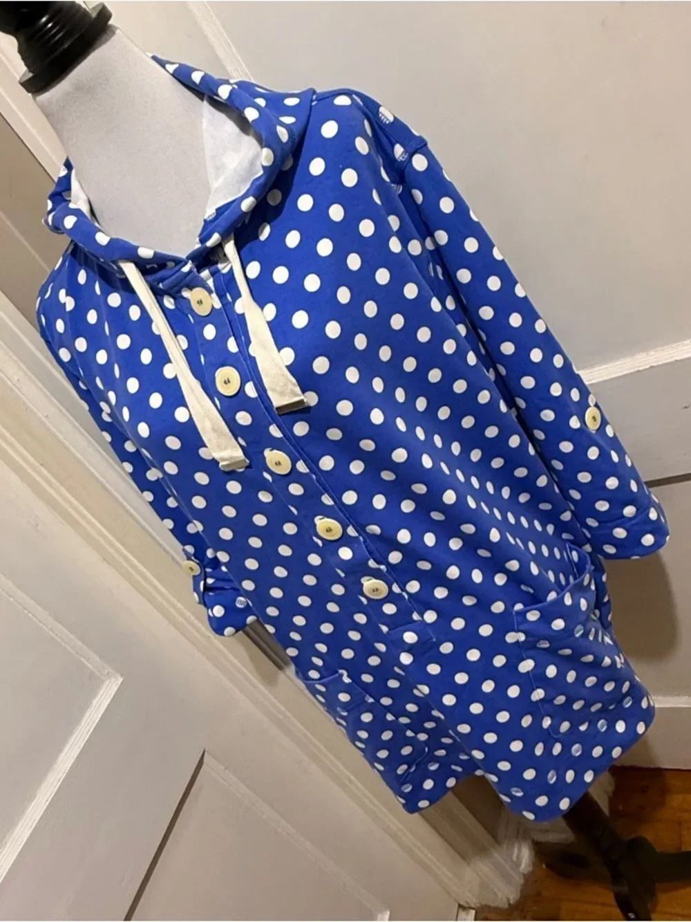 Susan Graver Blue and White Polka Dot Pull Over Top Women's XL - Picture 11 of 13